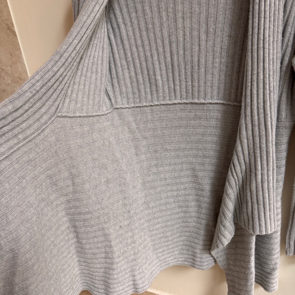 Autumn Cashmere Light Gray Open Front Ribbed Cashmere Cardigan Womens Size S - Picture 6 of 14